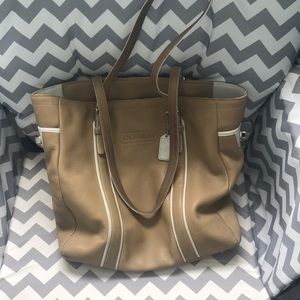 Well loved tan coach shoulder bag